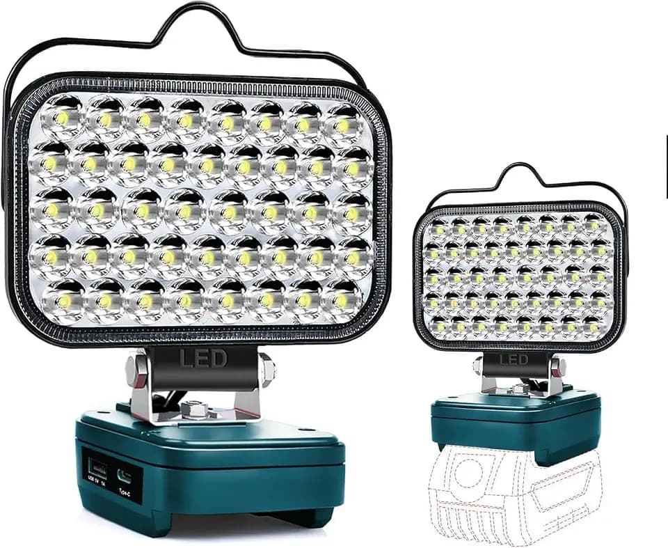 Akku Lampe Für Bosch 18V GBA/BAT (Kein Akku), 80W Kabellose Led Arbeitsleuchte Akku, 8000LM Hell Led Strahler Tragbares Baustellen Lampe,Akku Scheinwerfer mit Typ C und USB-Aufladung
