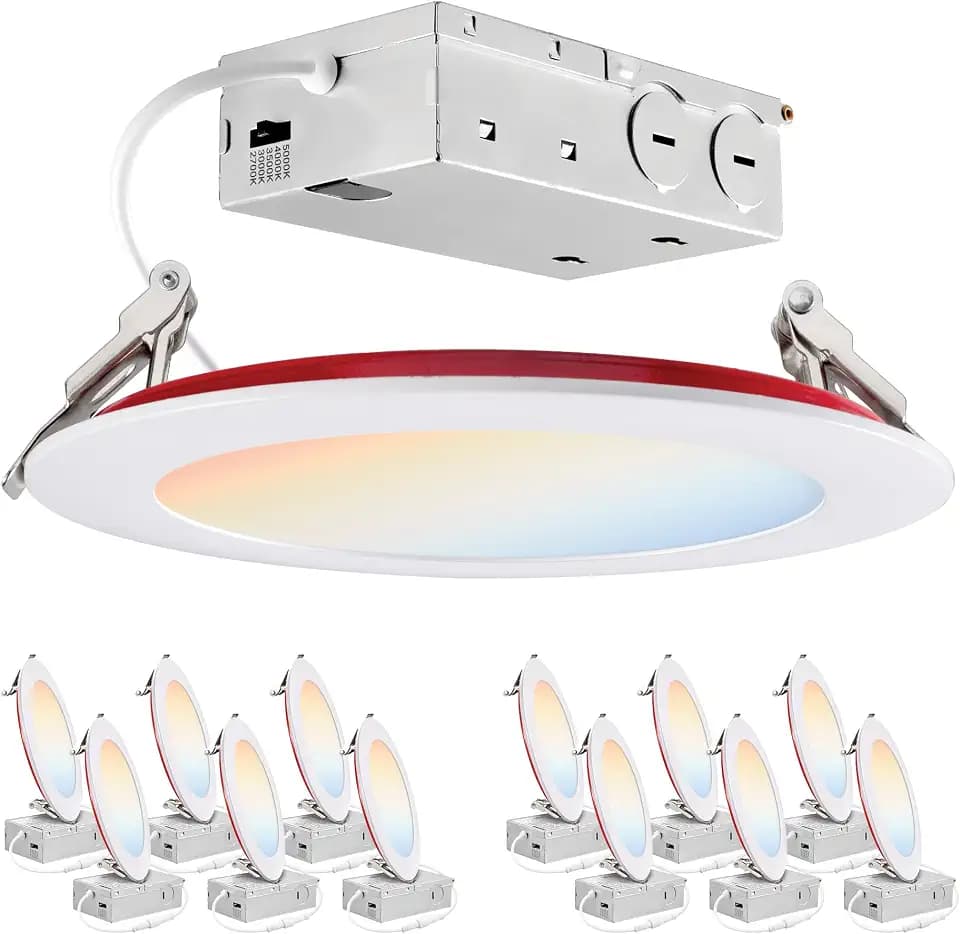 PARMIDA 12 Pack 6 Inch Fire Rated LED Recessed Light 2 HR Fire Rating, 5CCT