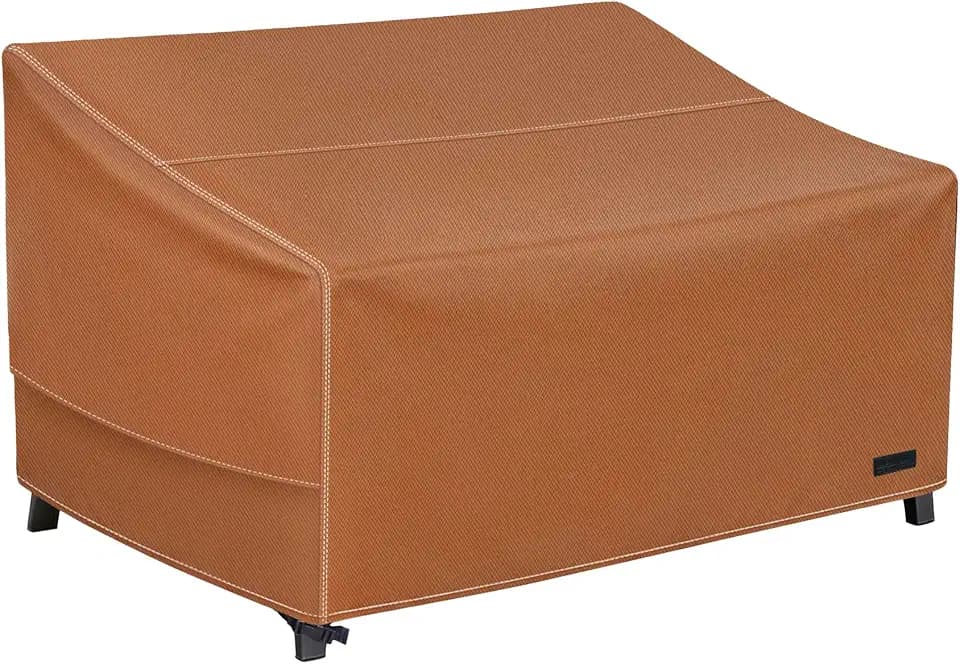 NettyPro Patio Loveseat Bench Cover 58 Inch, Waterproof 600D Heavy Duty Outdoor Furniture 2 Seater Sofa Cover, Brown
