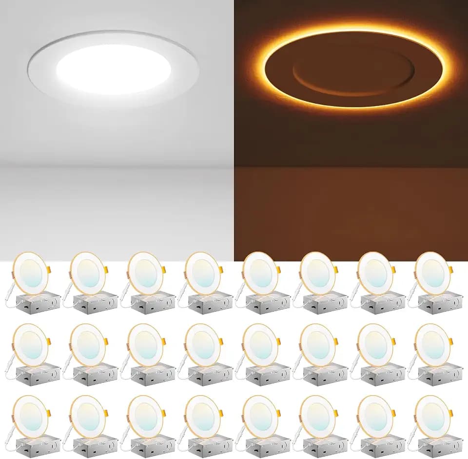 Amico 24 Pack 4 Inch LED Recessed Light with Night Light, 5CCT, 700LM