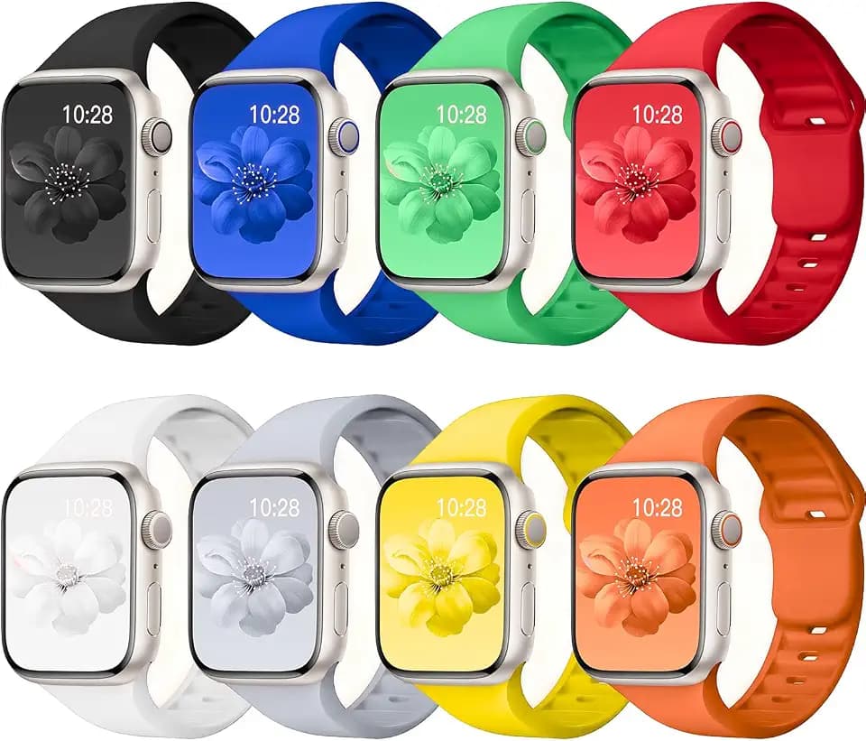 8 Pack Silicone Bands Compatible with Apple Watch Band Women Men