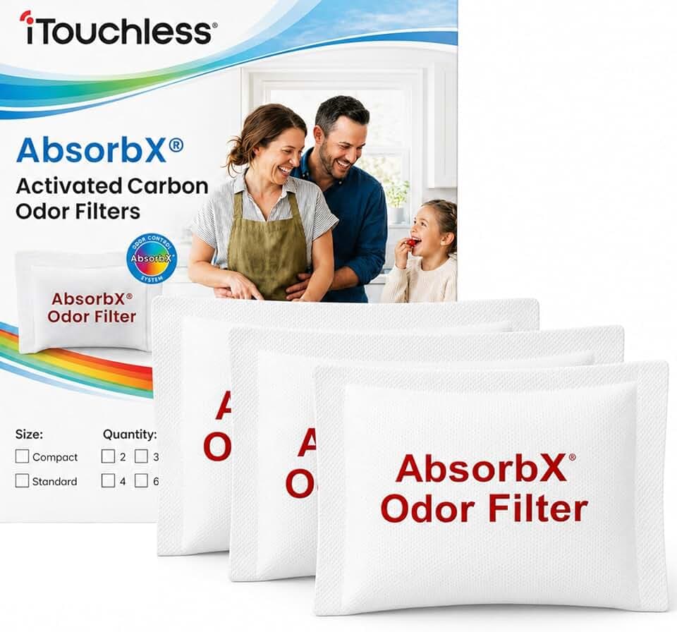 iTouchless Official AbsorbX Activated Carbon Trash Can Odor Filter 3-Pack