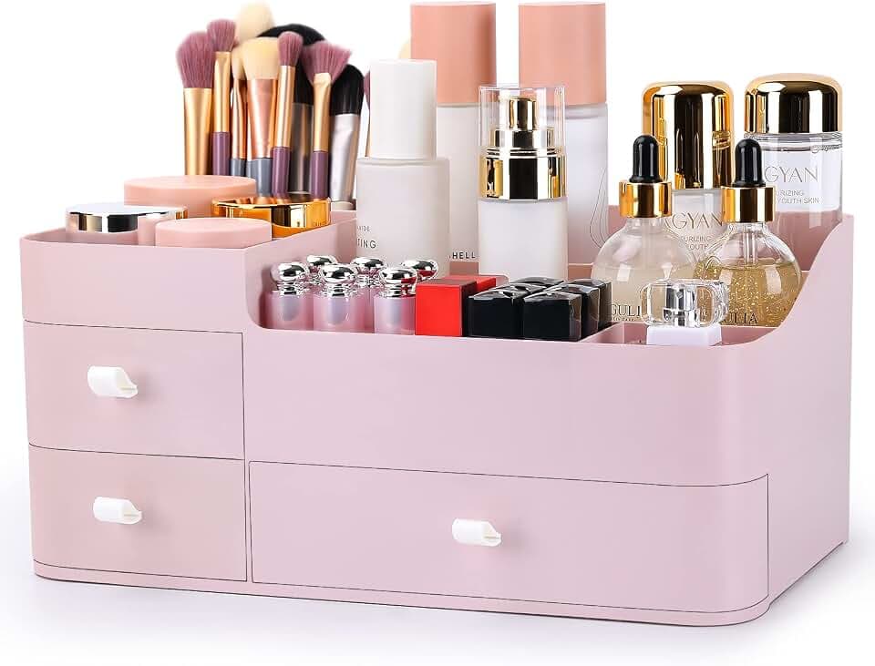 Makeup Organizer with Drawers,Large Capacity Countertop Organizer for Vanity,Bathroom and Bedroom Desk Cosmetics Organizer for Skin Care,Brushes, Eyeshadow, Lotions, Lipstick, Nail Polish