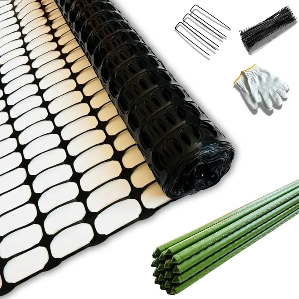 PotatoLife 40" x100',Black,Temporary Plastic Construction Fence with Stakes