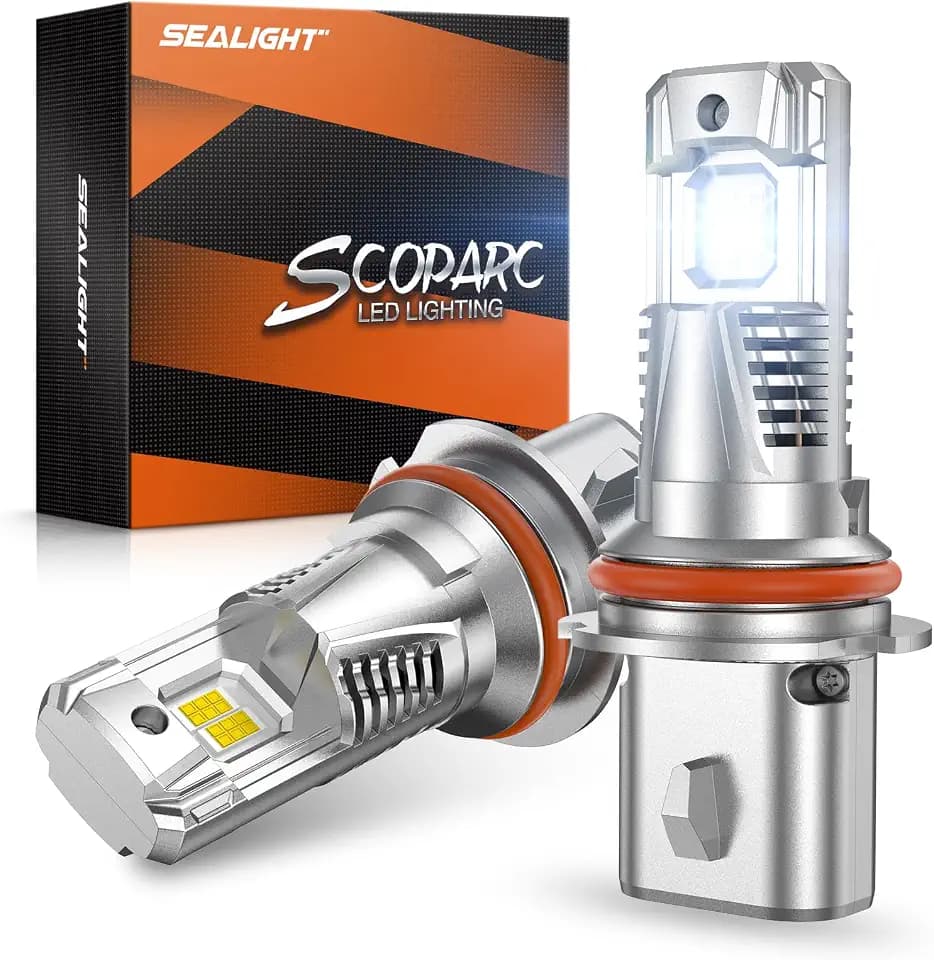 SEALIGHT 9007/HB5 LED Light Bulb, 1000% 60,000LM Brighter than Original Bulbs, 6500K White Output Canbus Ready, IP68 Waterproof 80000Hrs Lifespan, 1：1 Size 3Mins Installation, 2 Pack