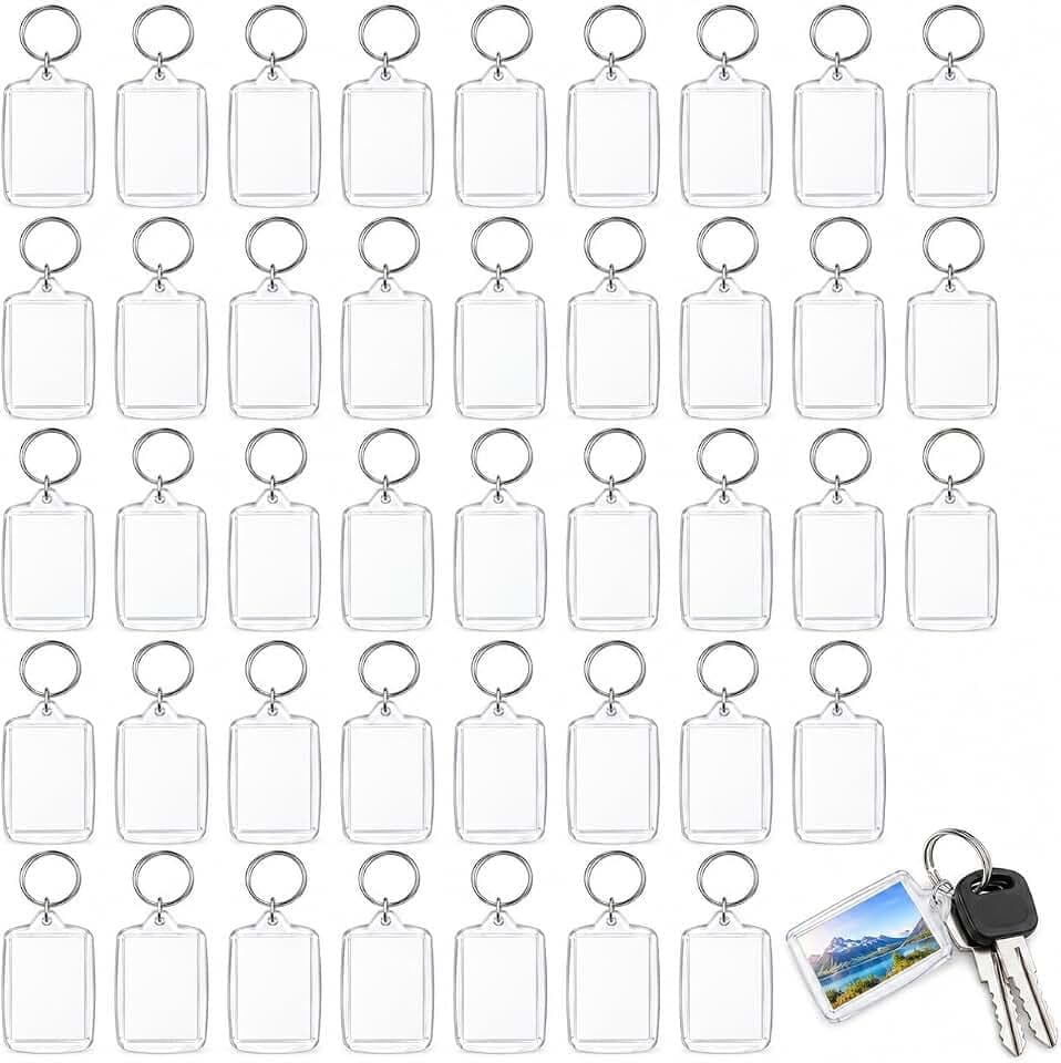 Schlüsselanhänger mit Bild & Foto – Personalisiertes Mini Fotoalbum Schlüsselanhänger – 40 Stück, Schwarz, Acryl, Minimalist, Erwachsener