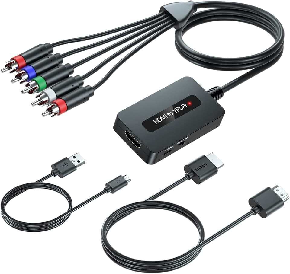 HDMI to Component Only Converter Cable with HDMI and Component Cables, 1080P HDMI to YPbPr Only, HDMI in Component Out Converter for DVD/STB/PS3/PS4