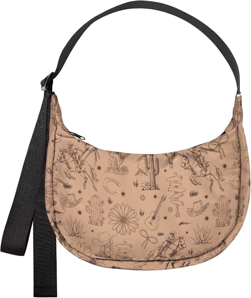 Miss Adola Crescent Bag for Women - Cute Nylon Small Crossbody Bag with Adjustable Shoulder Strap Waterproof for Travel