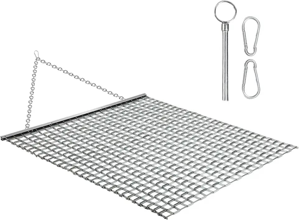 Rengue ATV/UTV 4x4 Feet Baseball Field Drag, Lawn Leveling Steel Mesh Heavy Duty Surface Leveling Mat, Drag Harrow for Gravel, Manual or Vehicle Driveway, Soil Leveling, Farm Garden, Football Field