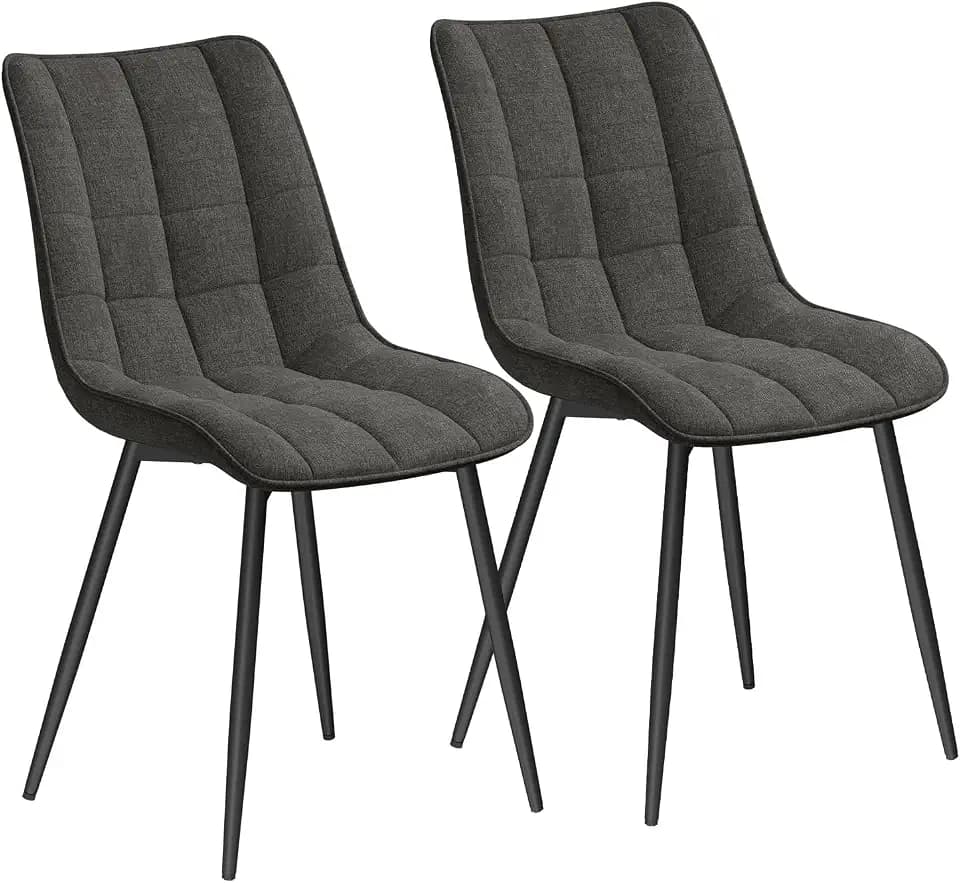 WOLTU Esszimmerstühle 2er Set, für Wohnzimmer Küche Esszimmer, Küchenstühle gepolstert mit Rückenlehne, Sitzfläche aus Leinen, mit Metallbeinen, bis 150 kg belastbar, Dunkelgrau