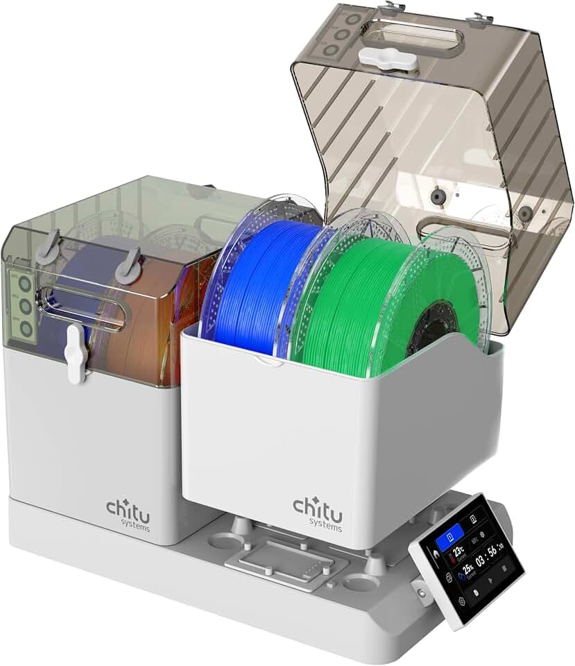 Chitu Systems Filament-Trocknerbox, 4 Spulen, 3D-Druck, Trockenbox für 1,75/2,85 mm PLA, ABS, TPU, PETG, feuchtigkeitsfreie Filamentaufbewahrung mit Feuchtigkeitskontrolle (4 Spulen)