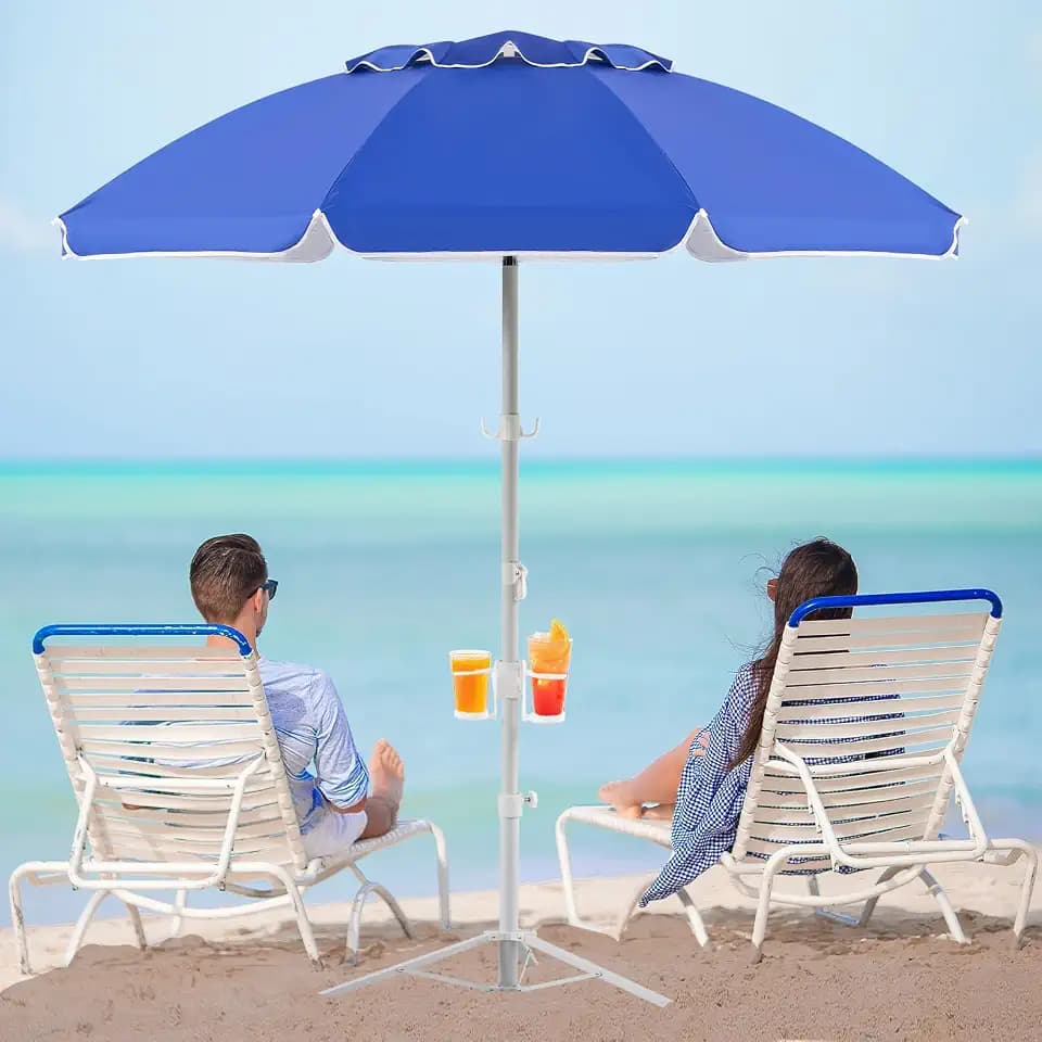 Aoxun Patio Umbrella Outdoor UV 50+ Protection Umbrella with Fringe