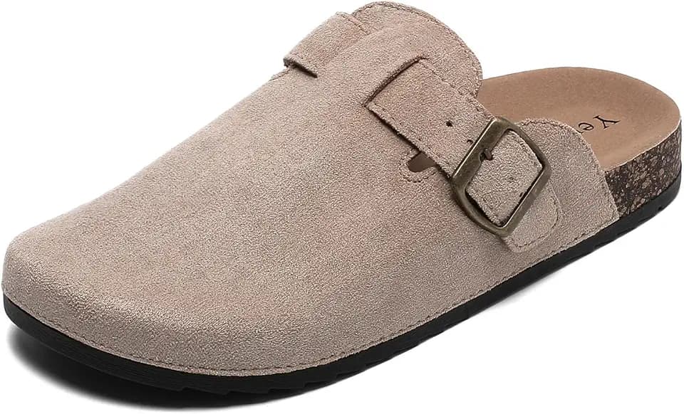 Suede Clogs for Women & Men Cork Footbed Leather Mules Potato Shoes