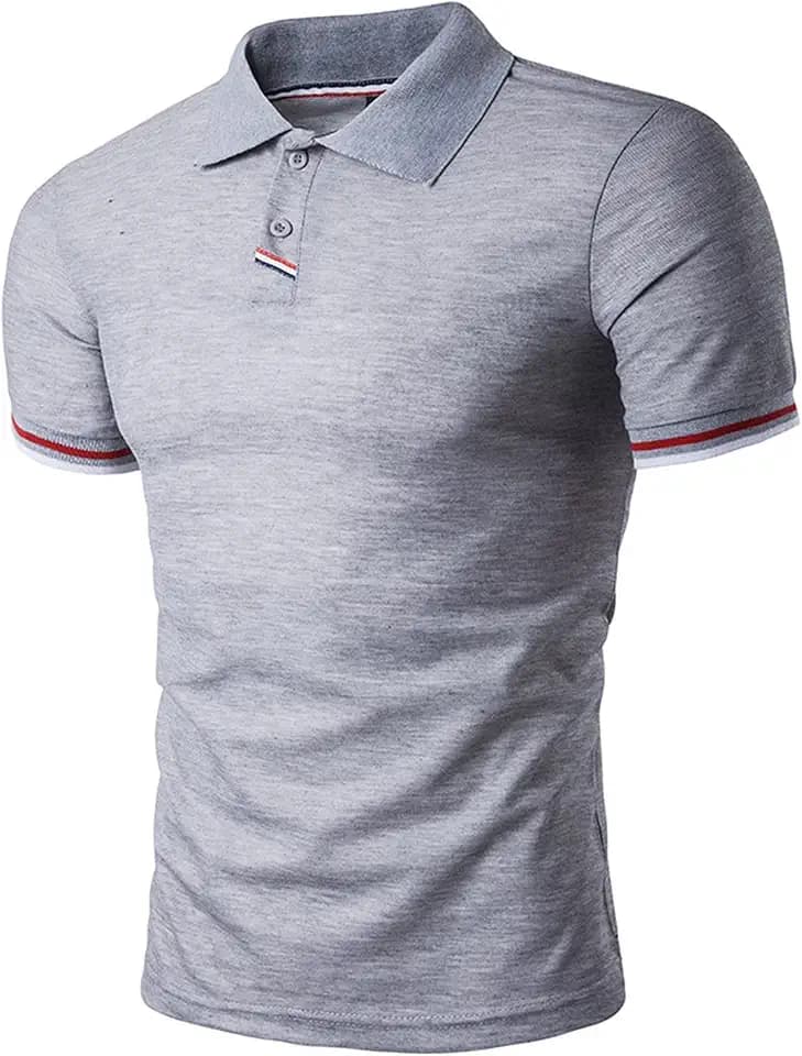 Poloshirt Herren Kurzarm Polohemd aus 100% Baumwolle Herren Regular Fit Polo mit Knopfleiste (S, Grau)