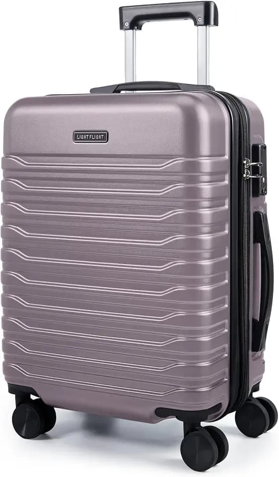 LIGHT FLIGHT Expandable 20" Carry On Luggage 22x14x9, TSA Lock, Rose Purple
