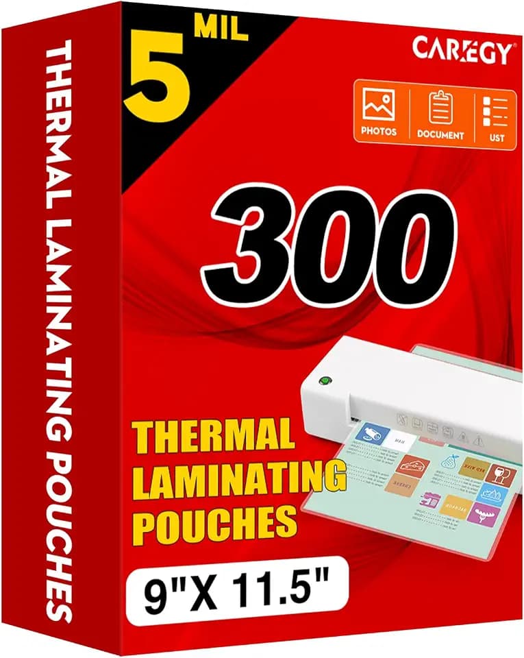 CAREGY 300 Pack Laminating Sheets, Holds 8.5 x 11 Inch Sheets,5 Mil
