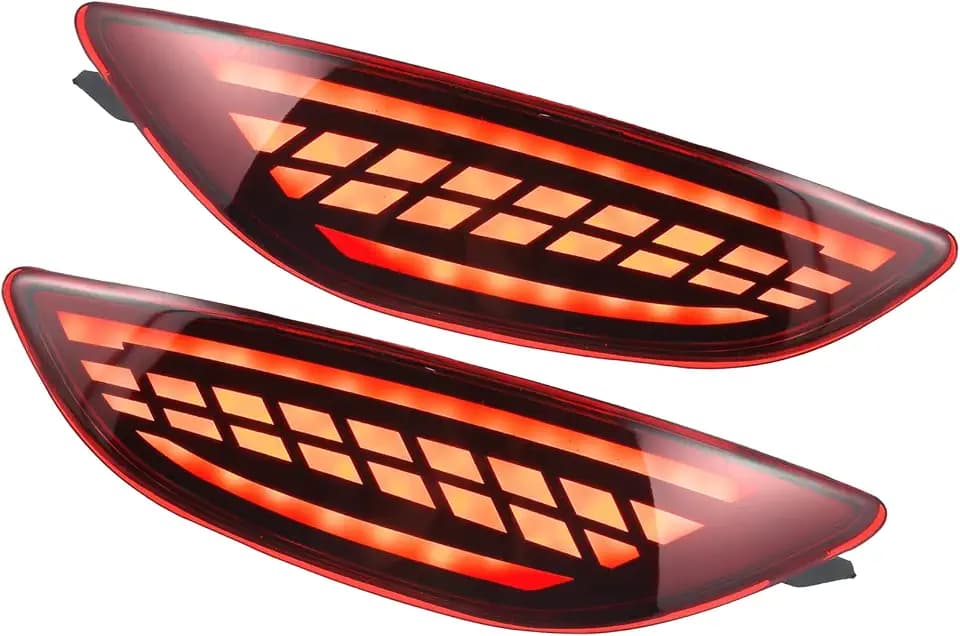 Rear Bumper Reflector LED Fog Brake Tail Turn Signal Light 924061R200 Red Yellow for Hyundai Accent 2012-2017 Red Smoked Lens (Set of 2) Durable Material