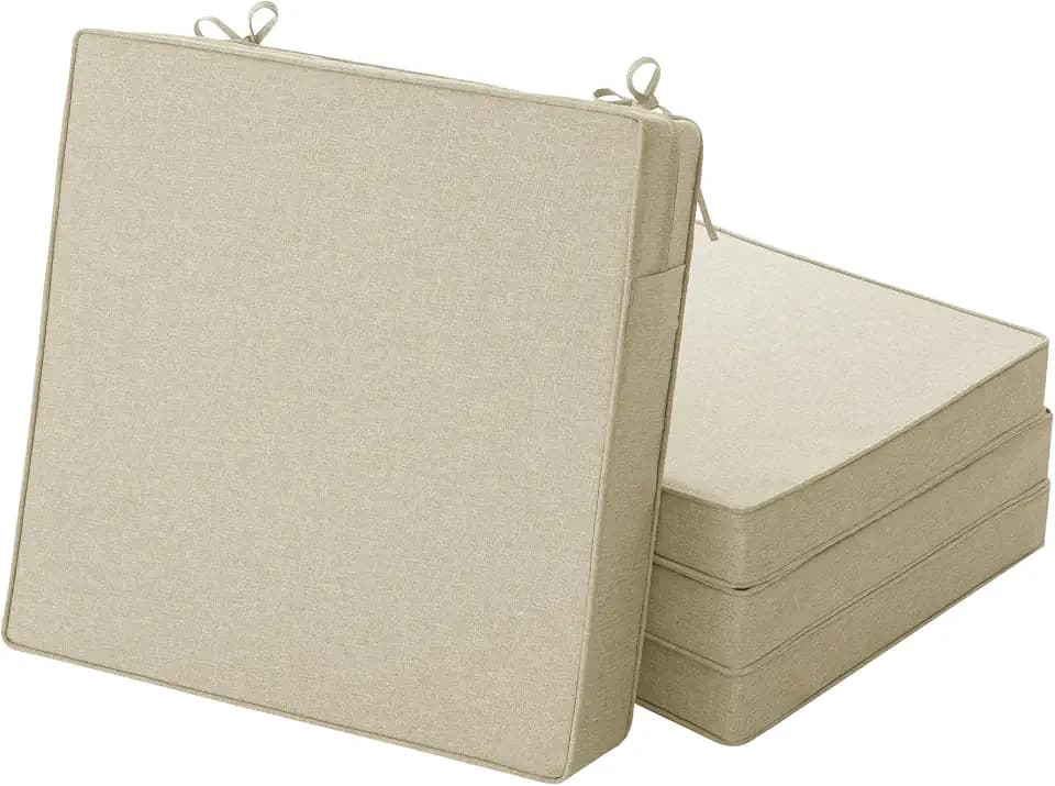 Outdoor Chair Cushions, Set of 4, 18.5 x 16 Inch, Beige