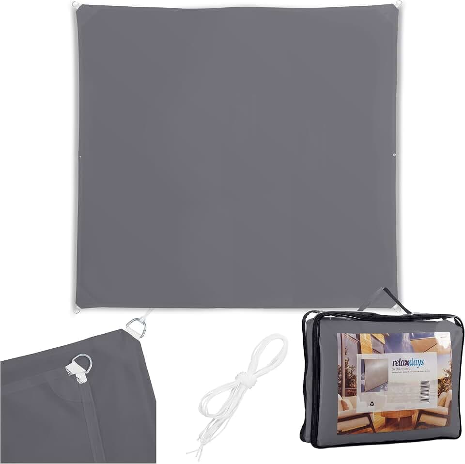 Relaxdays Sonnensegel, 3,5x3,5 m, Polyester, wasserdicht, dunkelgrau