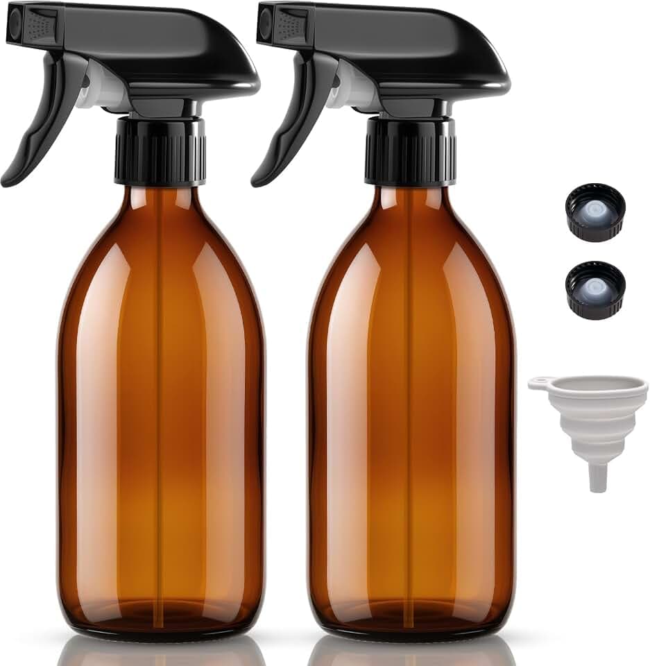 2 Stück 500ml Sprühflasche Glas, Glas Pflanzensprühflasche Nachfüllbare leere Sprühflasche mit justierbarer Düse für Spritz Spray Bottle Sprühflaschen für Reinigung, ätherische Öle,Haarpflege