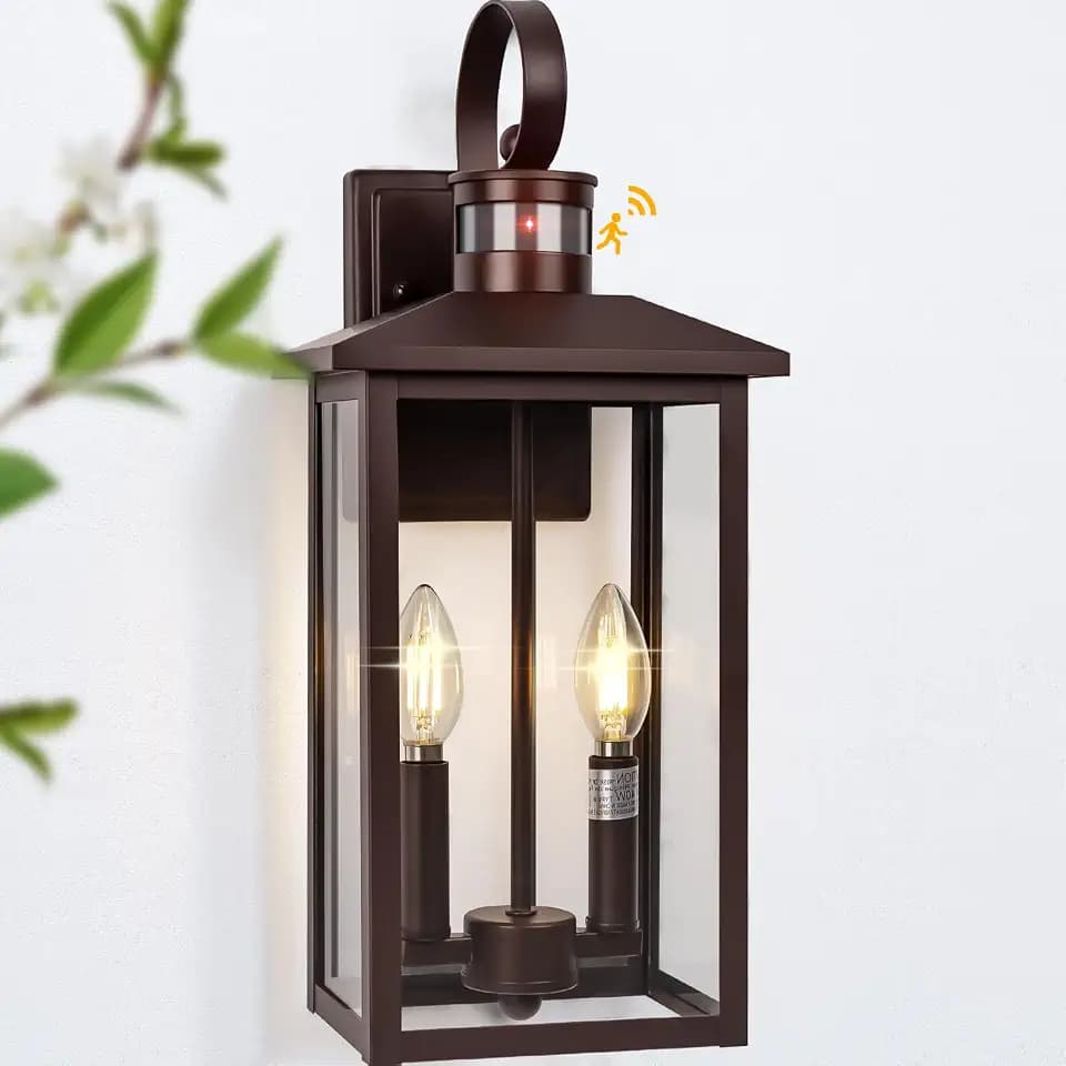 Brilvibera Large 18" 2 Light Black Exterior Sconce Motion Sensor