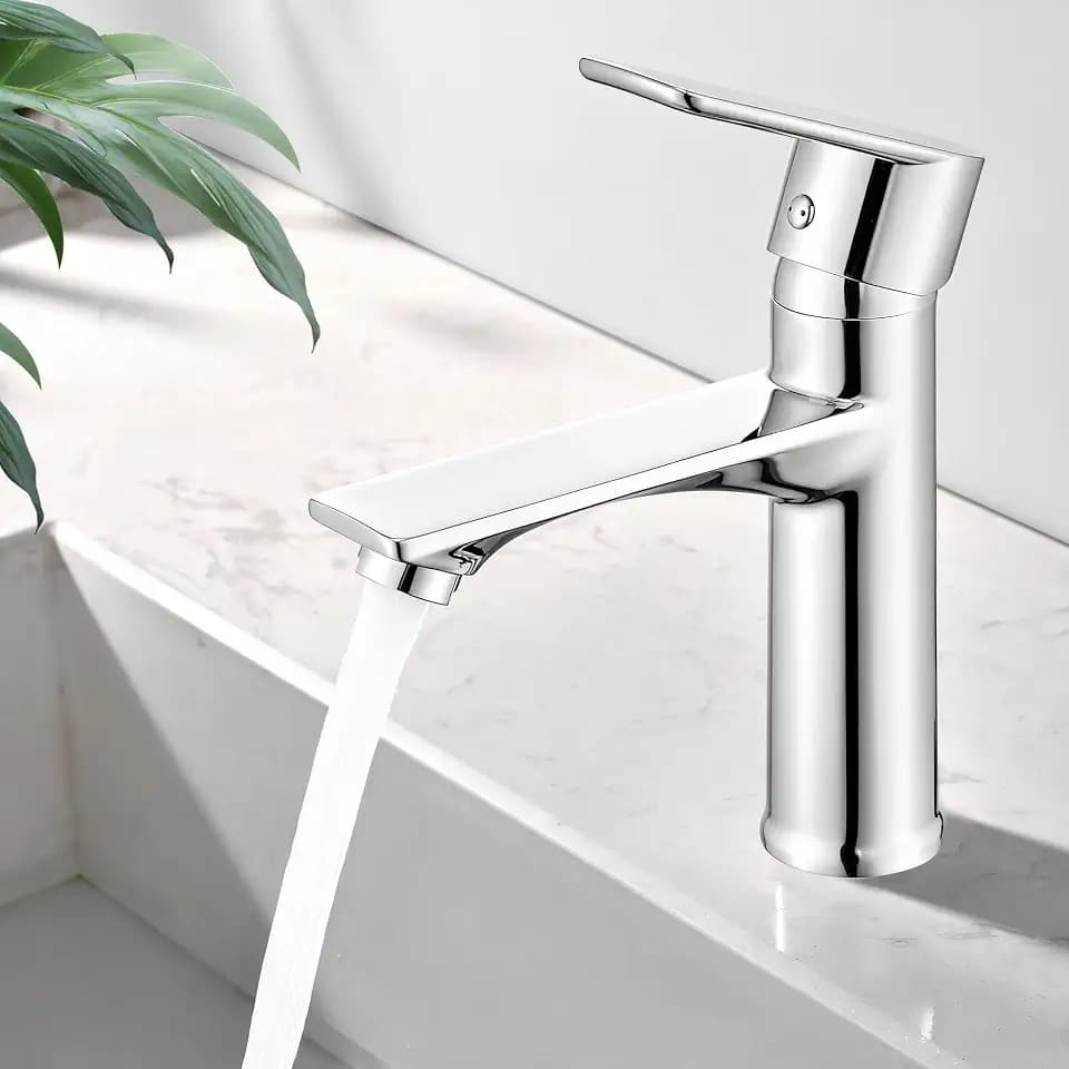 HOMELODY Wasserhahn Bad Chrom, Bleifreie Sicherheit Waschtischarmatur