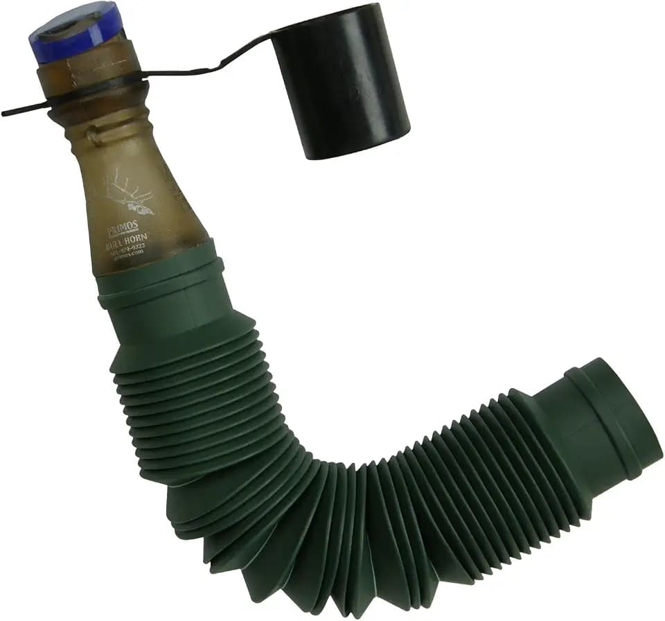 PrimosBull Horn Elk Call Support Shelf with Blue Reed Extends from 7" to 24", with Mouthpiece, Camo Cover 1 Snap-On Reed
