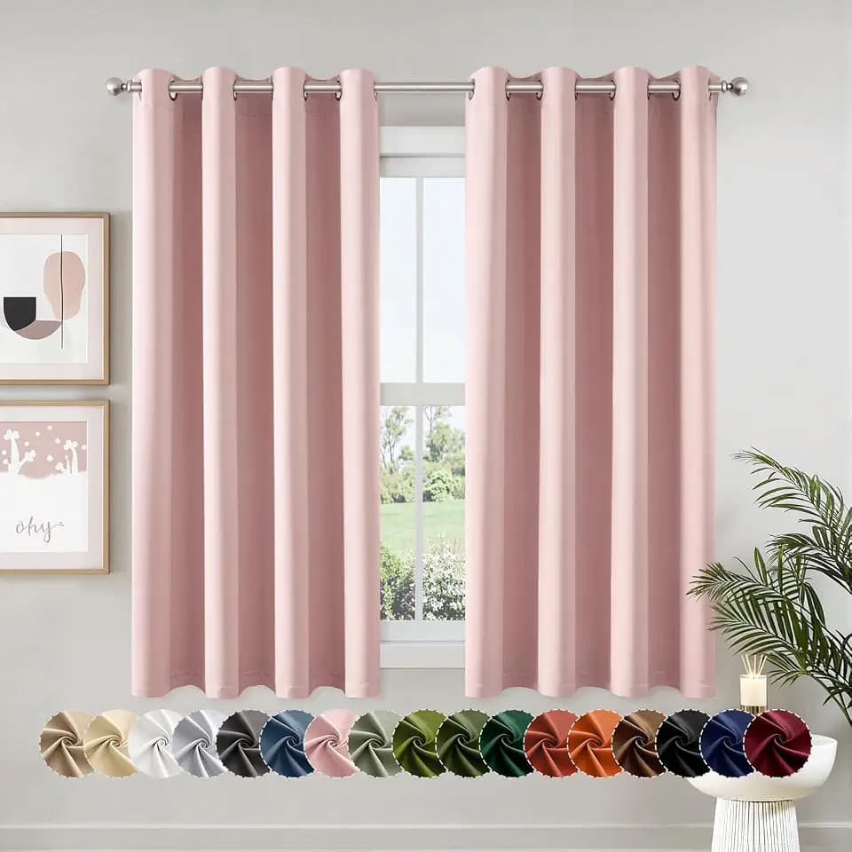 MIULEE Blackout Curtains for Bedroom 2 Panels 50 x 63 Inch Long Pink