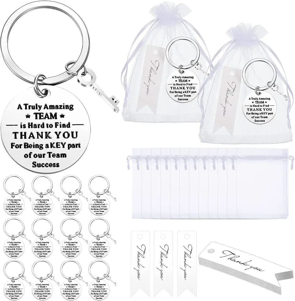 Yinkin 36pcs Employee Appreciation Gifts Thank You Coworker Keychain, White