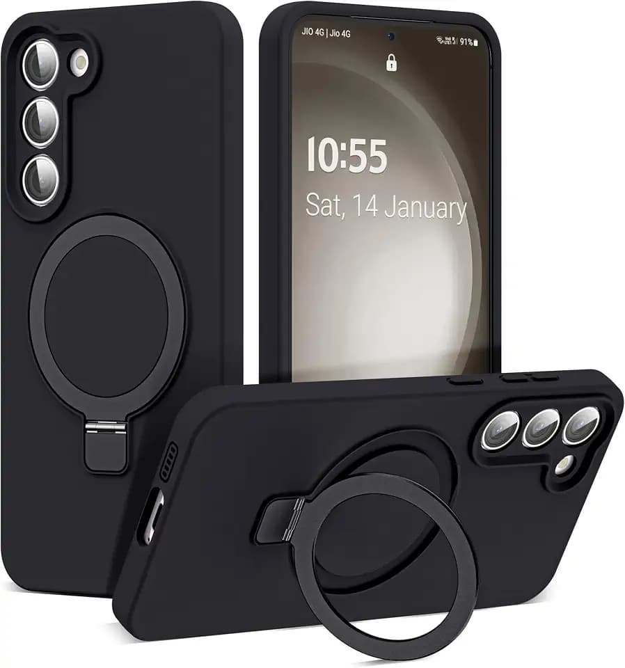 SKYLMW Case for Samsung Galaxy S23 Plus with Stand,6.6" Black
