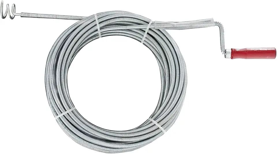 Ribimex Rohrreinigungsspirale 15 m, Ø 8 mm, ideal zum Reinigen und Entstopfen von Abflussrohren und Regenrinnen ohne Chemikalien, flexibel und einfach zu bedienen – PRFD150C