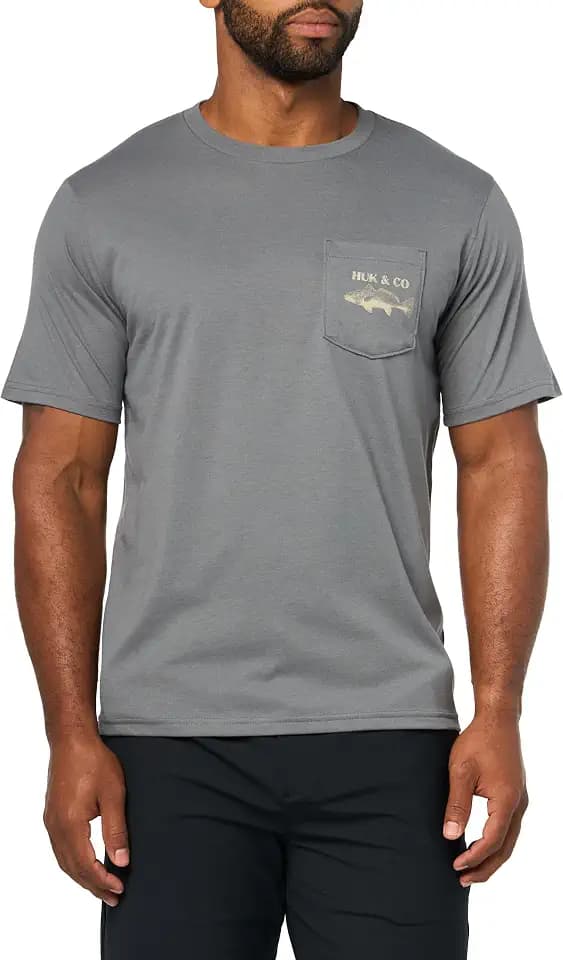HUK Mens Performance Fishing Logo Tee, Short Sleeve T-Shirt for Men