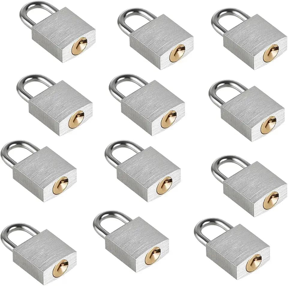 Guliffen Small Aluminum Locks with Keys, 3/4-Inch Body Width Mini Locks with Same Key for Briefcase, Boxe, Lockers, Luggage,Backpack, 12 Pack