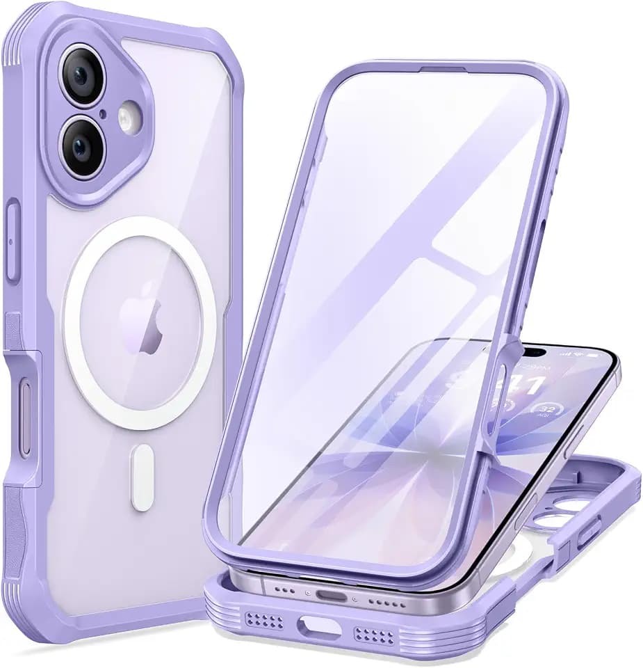 seacosmo for iPhone 17 Case with Glass Screen Protector Light Purple