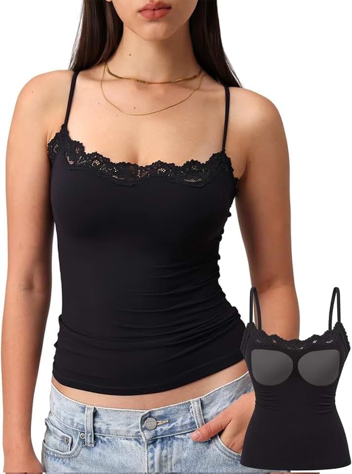 Starrylion Tank Top Damen BH Spitzentop Y2K Sexy Spaghetti Cami Sommer Tops