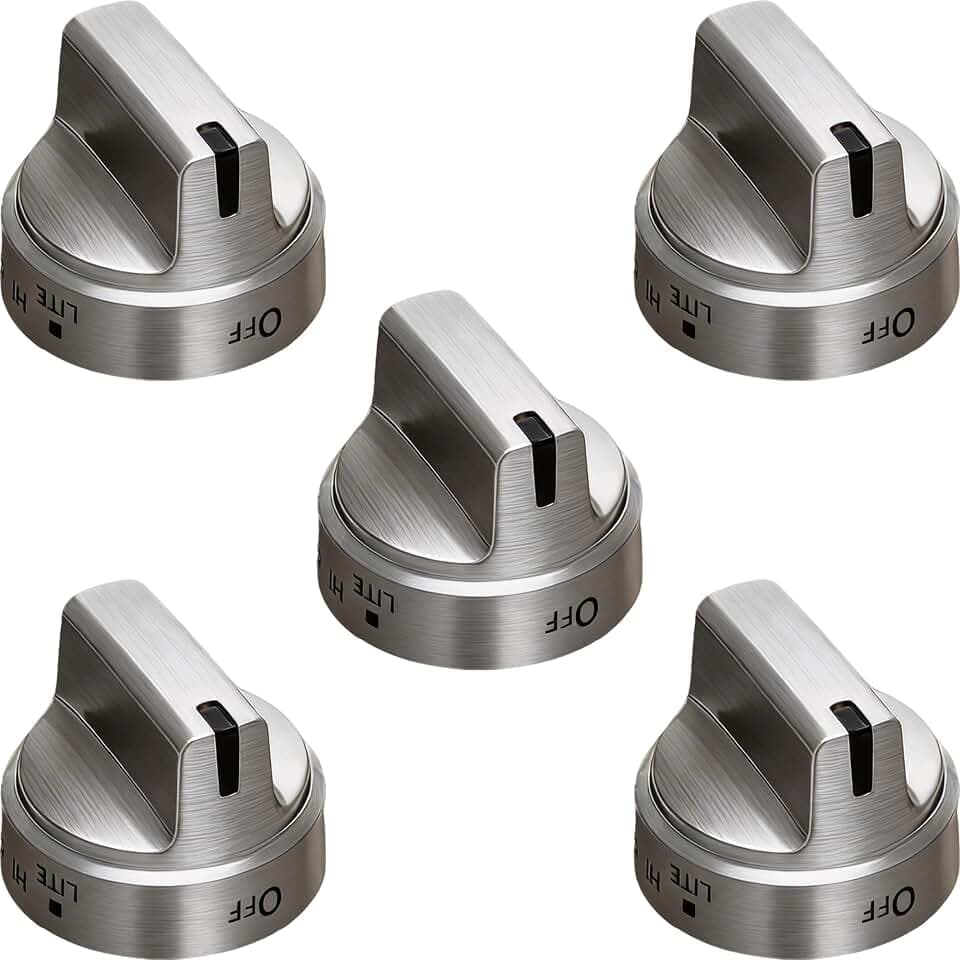 Stainless Steel WB03X24818 Gas Stove Knob for GE Gas Range, Compatible with JGB64, JGB66, JGB70, JGB72, JGB73, JGB86, JGBS6, JGBS8 GE Adora Series, Replaces PS11729081-5 Packs (1 Year Warranty)
