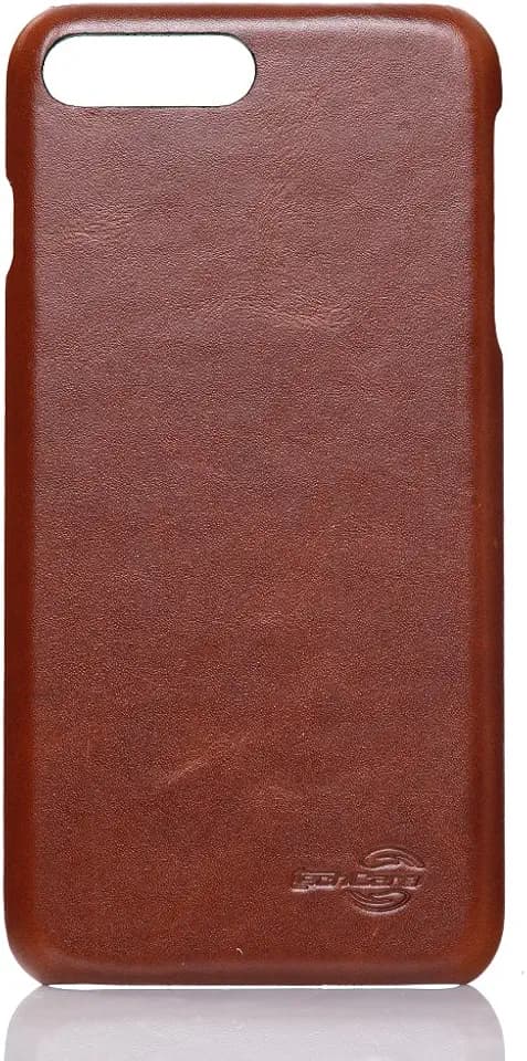 Genuine Leather Protective Slim Case Back Cover for Apple iPhone 8 and 7 Plus, for Apple iPhone 8 Plus with Tempered Glass Screen Protector, for iPhone 8 Plus Case Brown