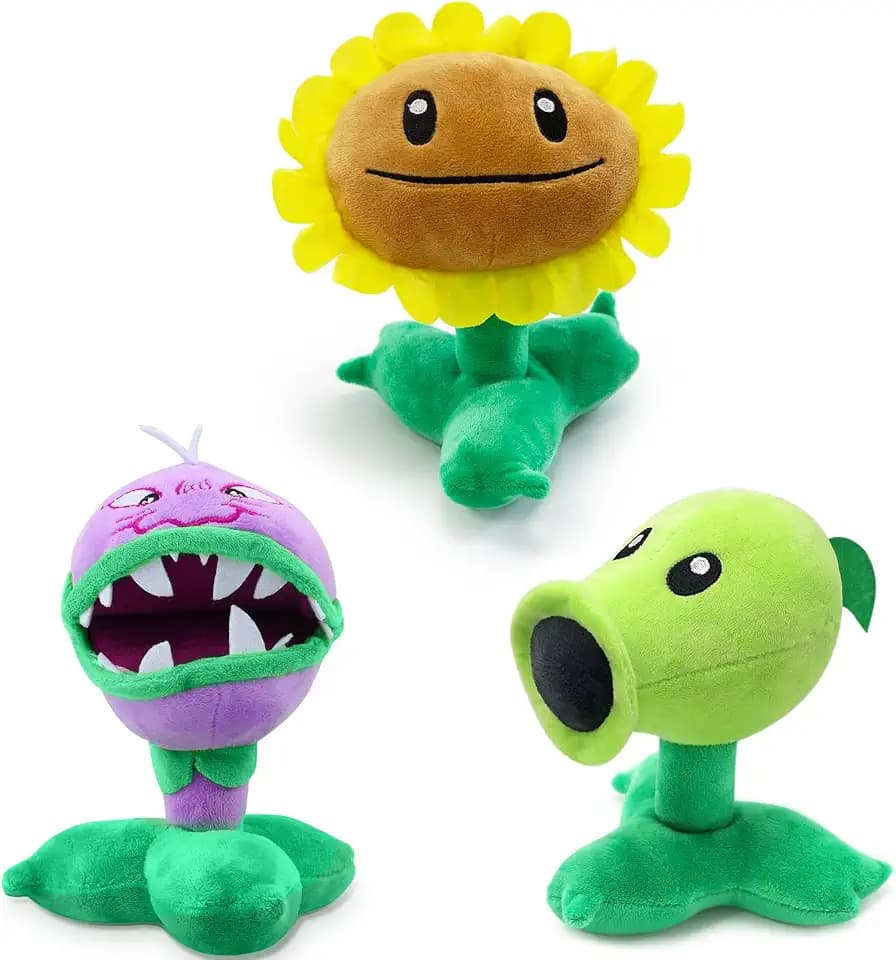 Maikerry 3 Pieces PVZ Plush Toy, 8'' Tall PVZ Stuffed Figure Doll for Children, Great Gifts for Kids and Fans