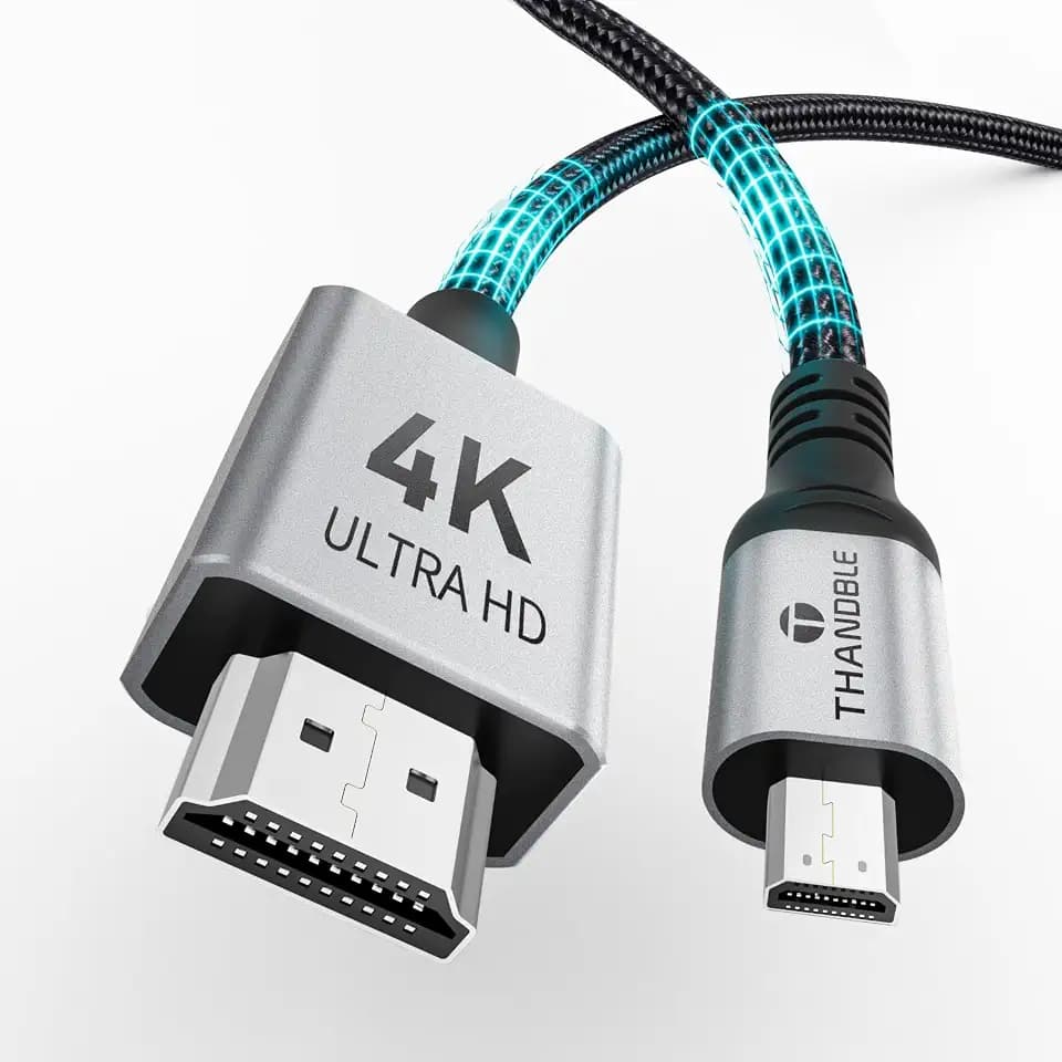 4K Micro HDMI to HDMI Cable 10FT, High Speed Micro HDMI 2.0 Nylon cable(4K@60Hz 2K@165Hz), 18Gbps HDR 3D Compatible with TV, Laptop, Raspberry pi 5 4, Go Pro Hero, A6300 Camera,Video Capture Card
