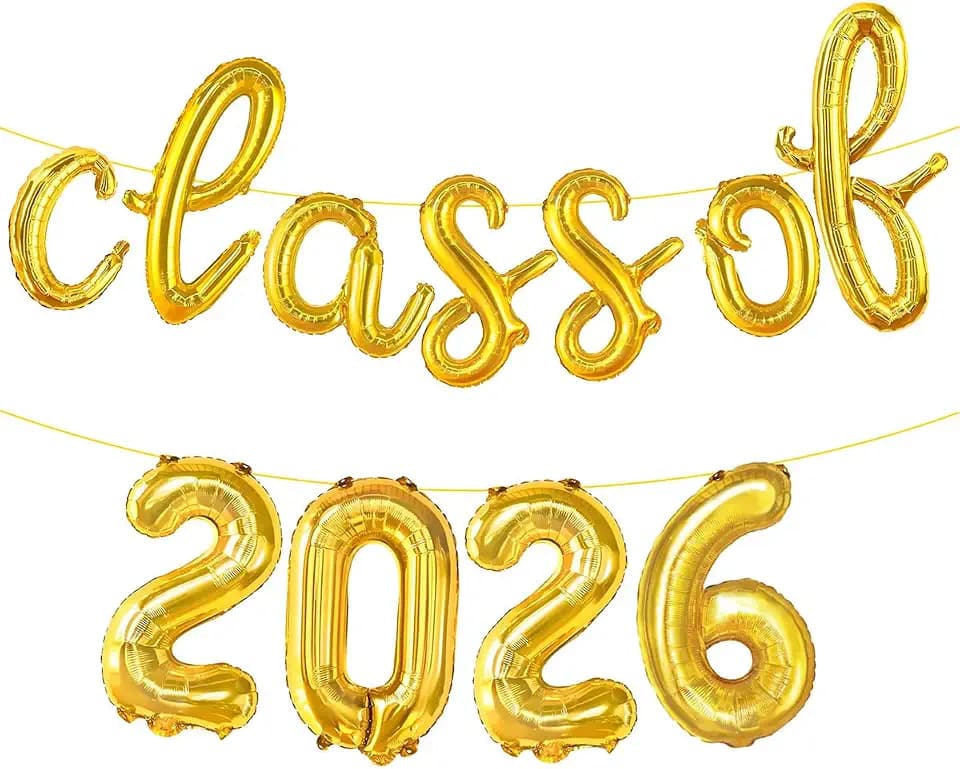 Gold Class of 2026 Balloons Banner Graduation Decorations 2026 Graduation Foil Balloons for 2026 Graduation Party Decorations Class of 2026 Sign