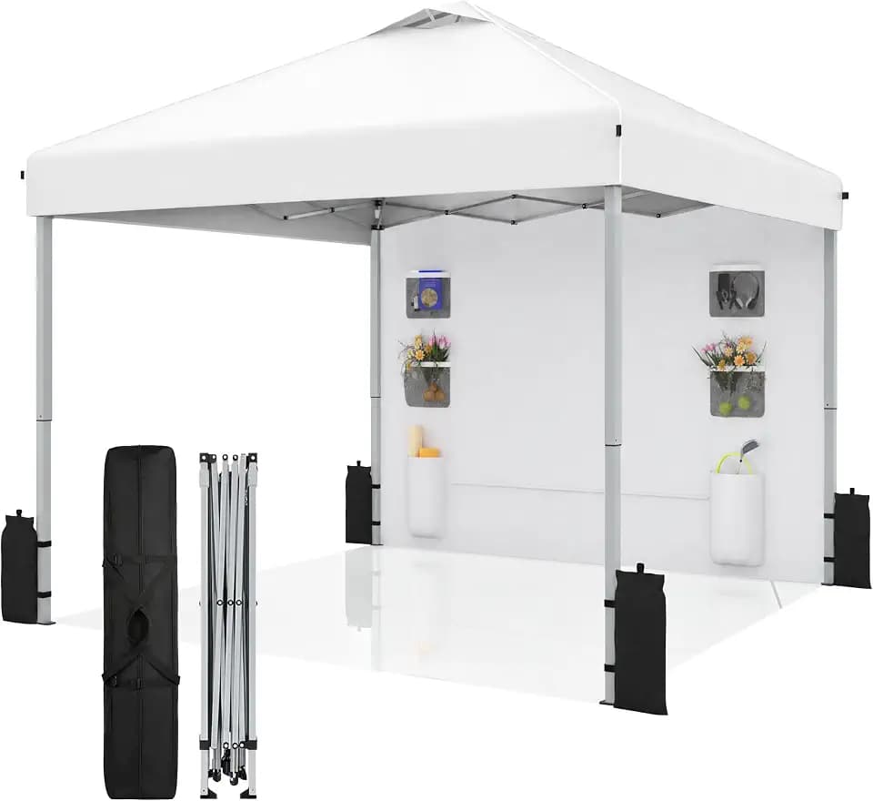 SANWAY 10x10 Pop Up Canopy Tent with Sidewall, Vendor Booth Shelter