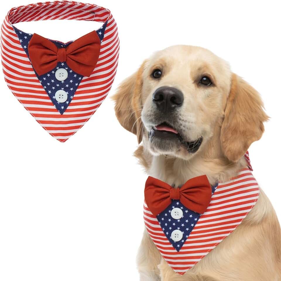 FUAMEY Dog Tuxedo American Flag for Large Dogs, 4th of July Dog Bandanas