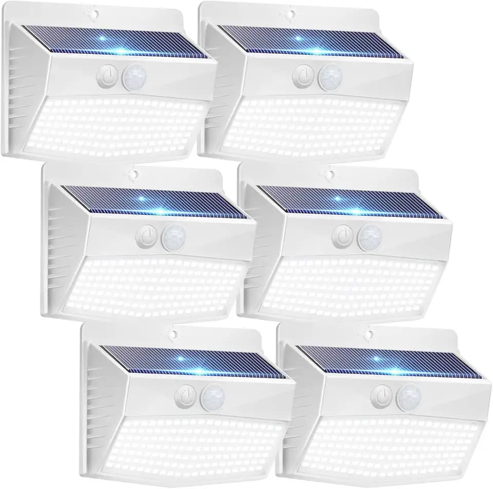 Peasur Solar Motion Sensor Outdoor Light 6 Pack, 138 LED, White-Cool White