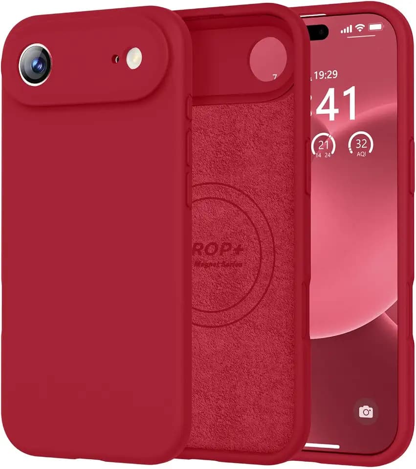 Vooii Magnetic for iPhone Air Case 6.5" Premium Silicone, Red