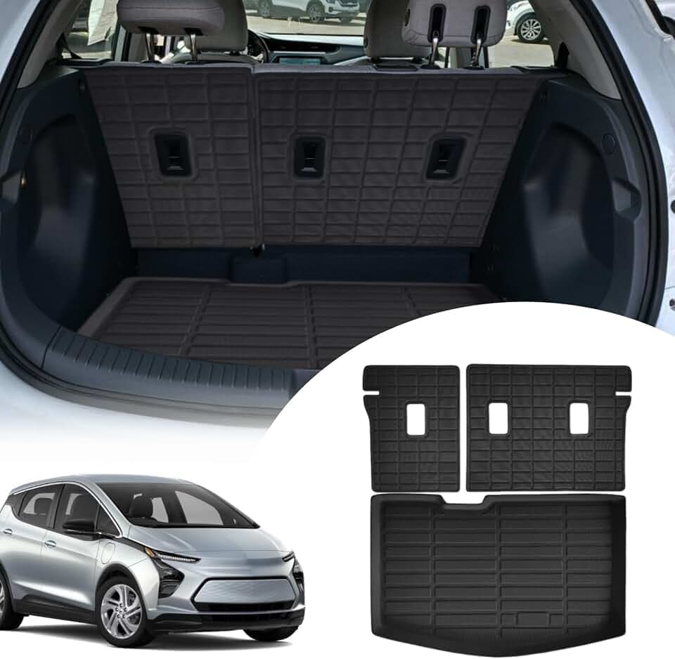 Cargo Liners Backrest Mat for Chevrolet Chevy Bolt EV (Not for EUV) Accessories 2017-2024 with Hook&Loop Rear Trunk Mat Rear Seat Back Cover Protector All Weather Anti-Slip Split Dog Liner