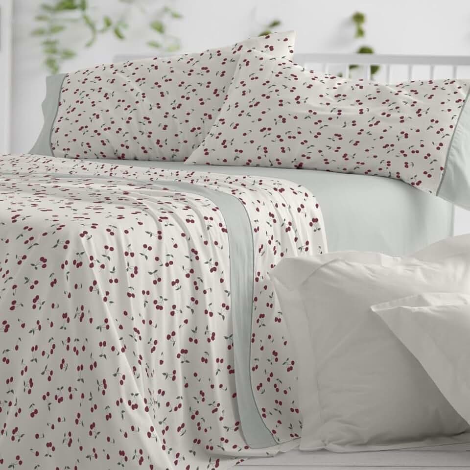 Burrito Blanco | Bettwäsche-Set | 150 cm breite Betten (+ verfügbare Größen) | Design 546 | Kirsche (150 x 190/200 cm)