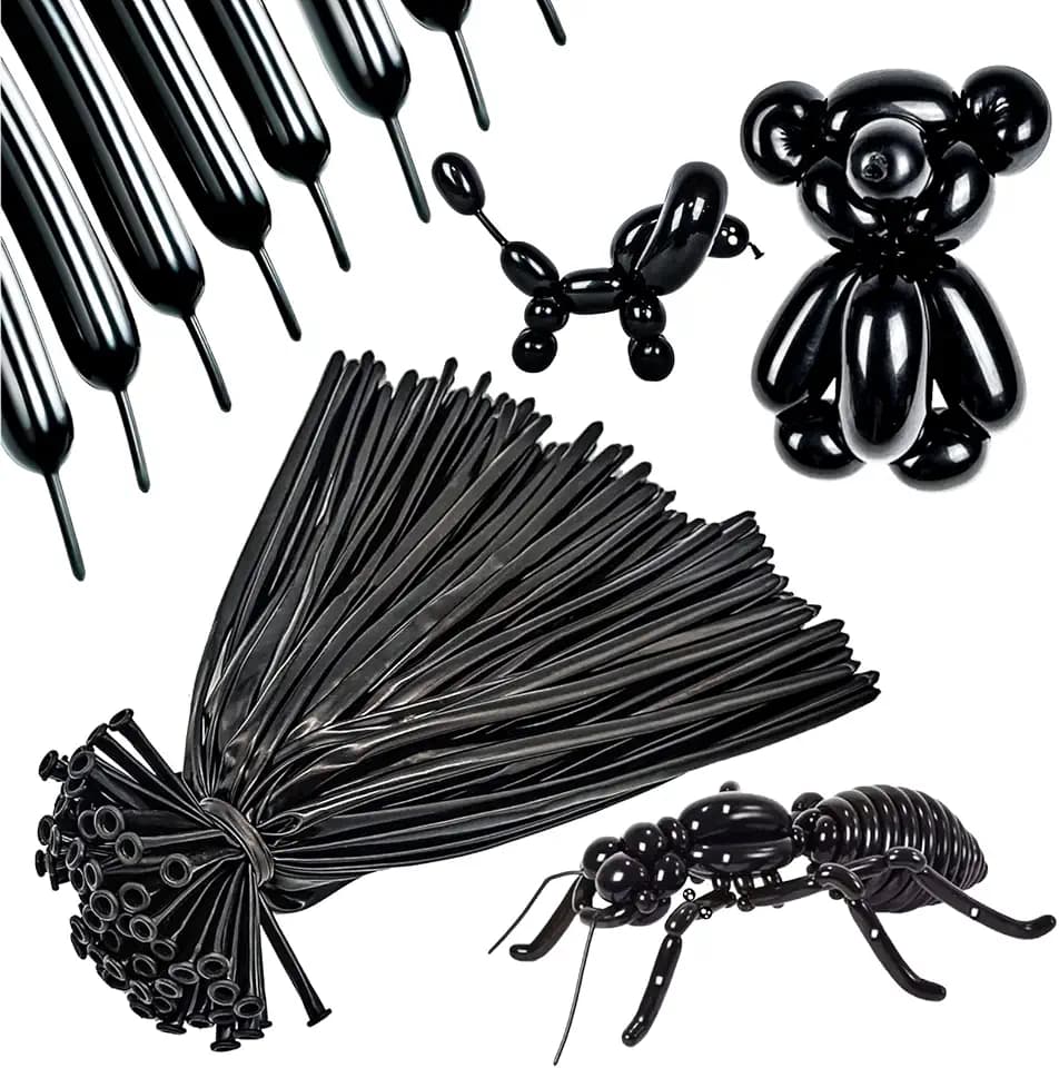 ASIYUHY 260 Long Balloons 100 Pack Black Twisting Animal Balloons