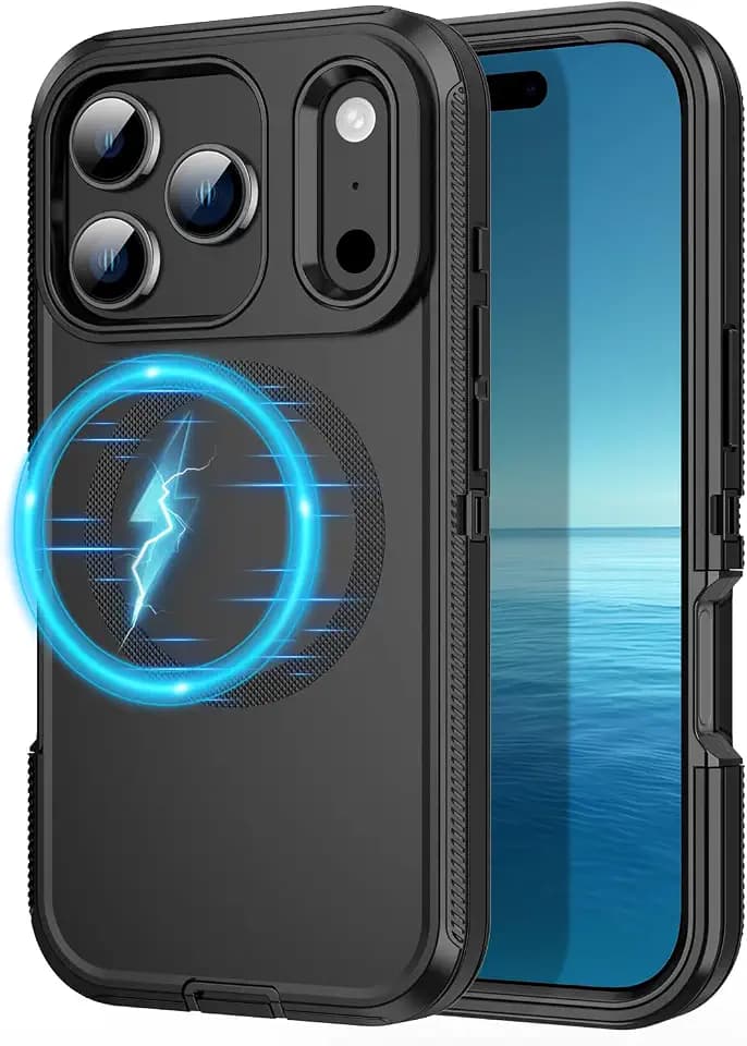 for iPhone 17 Pro Max Case,[Compatible with MagSafe][Military Grade Shockproof] 3-Layer Heavy Duty Protection Cover Case for iPhone 17 Pro Max 6.9",Black