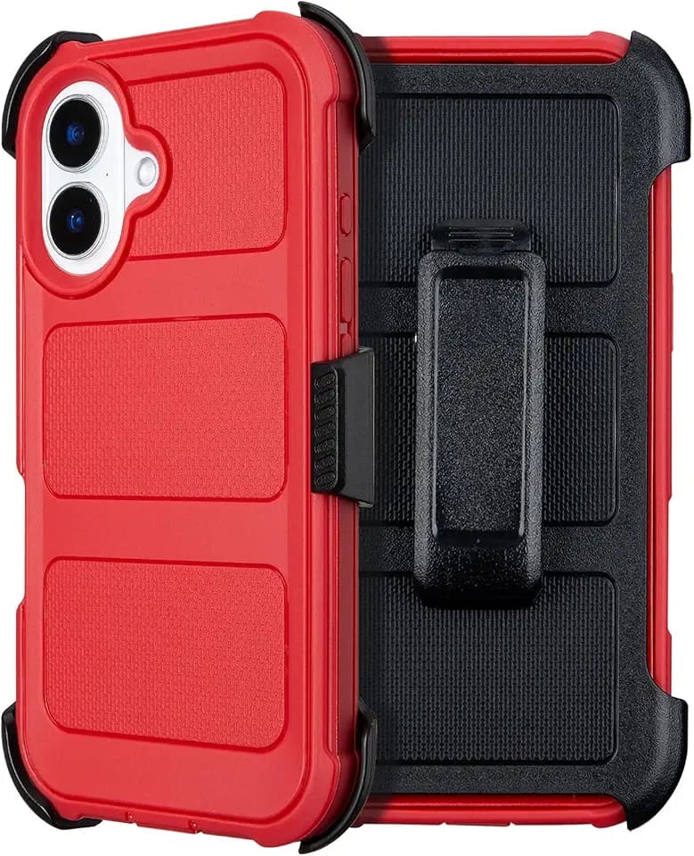 for Heavy Duty iPhone 16 Phone Case with Belt Clip Holster Kickstand Rugged