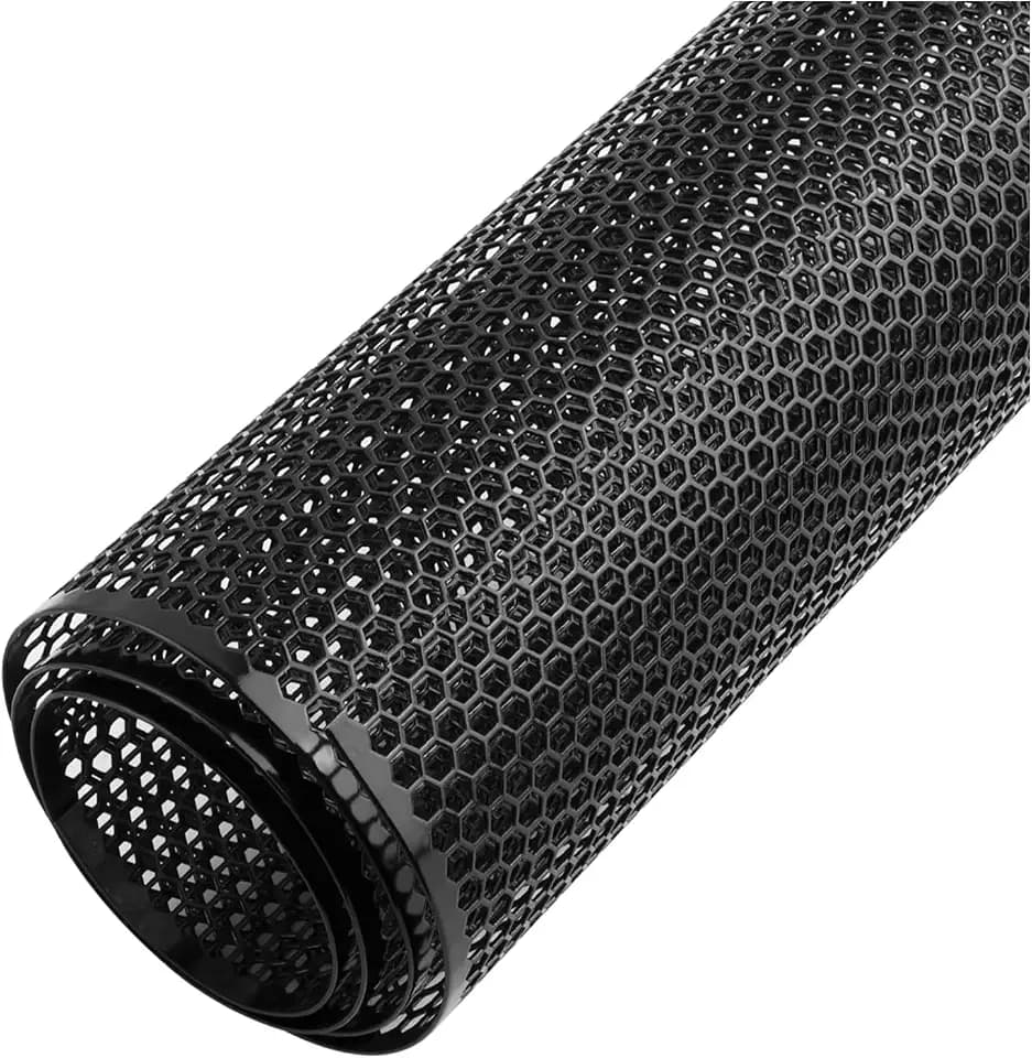 40x13" Car Grill Mesh for Bumper,Cuttable Metal Mesh Grill with 6mm Honeycomb Meshes Eyelets for Blocking Stones/Branch,Aluminum Alloy Car Metal Meshes Screen Grille Inserts (6mm Hexagonal/Black)